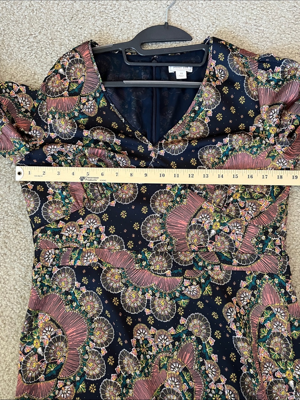 J. Crew Point Sur Long Sleeve Floral Paisley V-Neck Midi Dress Size 10 - Picture 10 of 11